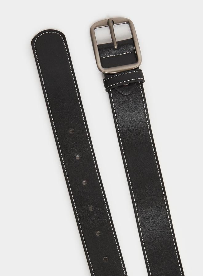 Styli Men Square Buckle Casual Black Belt - Image 3